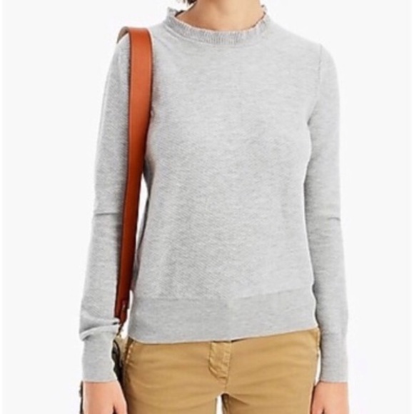 J. Crew | Gray Ruffle Collar Sweater Size Large - Picture 1 of 7